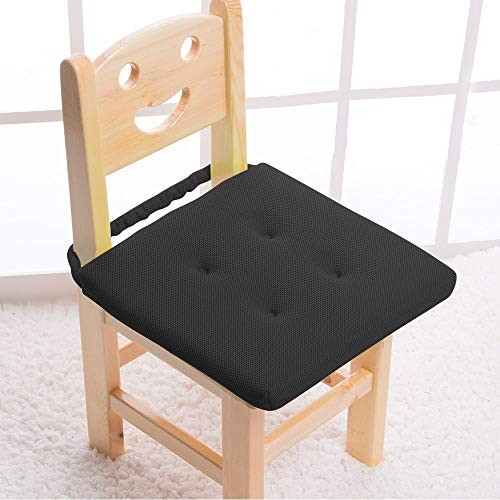 Baibu Kids' Chair Pads Super Breathable And Portable Sandwich Mesh Fabric Square Seat Cushion With Washable Foam For Office/Vehicles/Home - Only Chair Pad (12"X12", Black) #TOP1
