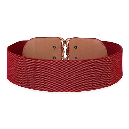 BlackButterfly Stretchy Vintage Wide Waspie Elastic Pearl Buckle Waist Belt2