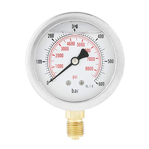 Image of Hydraulic Hose with 0~600 BAR / 0~8500 PSI Dial Pressure with Pressure Test Hose M16*2-1 /4 Thread Connector Pressure Test Kit
