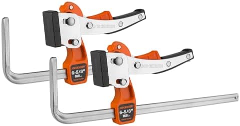 JORGENSEN 2er-Set Schnellspannzwingen, Hebelzwingen für Führungsschienen | mit Verriegelungsmechanismus, Spannkraft bis 181 kg, Spannweite 168 mm