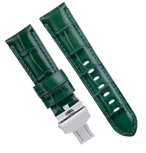 Bracelet de montre en cuir véritable de vache souple pour Breitling 20mm Green 2