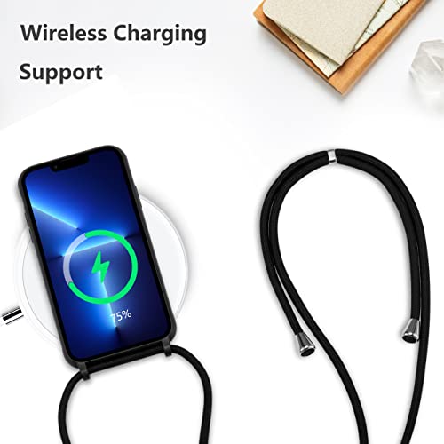 Ztofera For Phone Case Iphone 13 Pro Max, Detachable Lanyard, Lovely Little Daisy Print Design, For Cute Girls Women, Matte Soft Full Coverage Anti-Fingerprint Phone Case 13 Pro Max 6.7 Inches-Black #TOP3