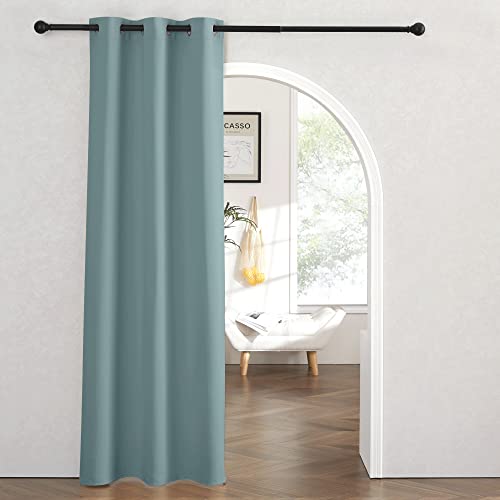 Image of RYB HOME Temporary Doorway Curtains Blackout Privacy Room Divider Curtains Portable Drapes for Closet Wall Panel for Bedroom Living Room Dining Basement Window, W 60 x L 84 inches, Dusty Blue
