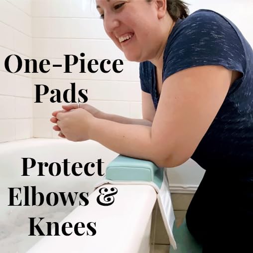 Image of Bath Kneeler & Elbow Rest-Thick, Non-Slip 1-Piece Pads Protect Elbows and Knees, Mesh Pockets. Quick-Dry, Easy to Clean. Perfect for Bathing Babies and Pets (Cool Mint)