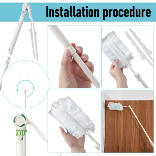 Image of Colingmill 2 Pack Replacement Duster Handles, 3 Ft Extendable, White