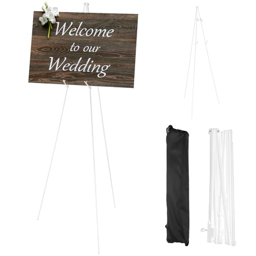 Künstler Staffelei Stand, 160cm Höhenverstellbar – Tragbares Faltbares Stativ für Leinwand, Hochzeitsschilder & Poster | Inkl. Tragetasche | Ideal für Malerei, Ausstellungen & Events (Weiß)