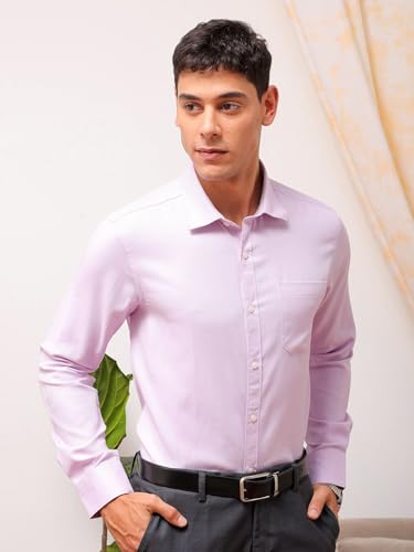 Image of The Indian Garage Co Men Cotton Slim Fit Solid Full Sleeves Cutaway Collar Formal Shirt