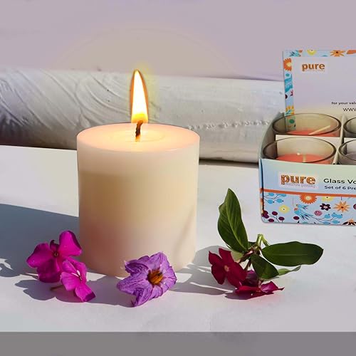Image of Pure Source India Vanilla Scented Pillar Candle 3x3 inch Smokeless & Dripless Wax Candles for Home Decor and Light Festivals (Set of 3)