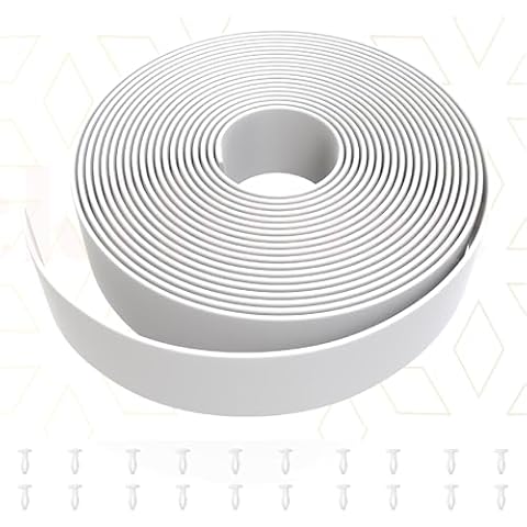 NickHouse 20' ft x2 Inch Wide Vinyl Strapping Replacement Straps Vinyl Straps for Patio Chairs Repair for Outdoor Lawn Furniture Matte Finish (White) + 20 Rivets Cover
