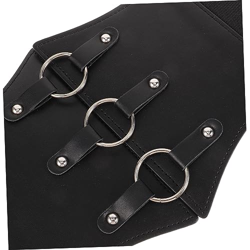 Elastic Wide Waist Belt for Women Vintage Renaissance Corset with Imitation Leather Fits Waist Cincher for Dresses and Shirts3
