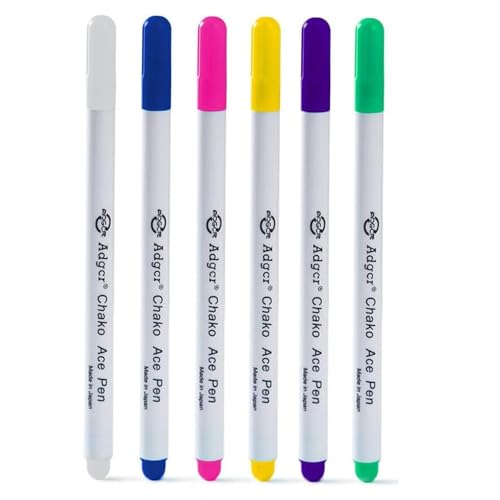 Water Erasable Fabric Marking Pens 6 Colours Disappearing Ink Pen Fabric Markers Sewing Erasable Fabric Pens Sewing Water Soluble Pen for Sewing Accessories Quilting Gifts Embroidery Supplies