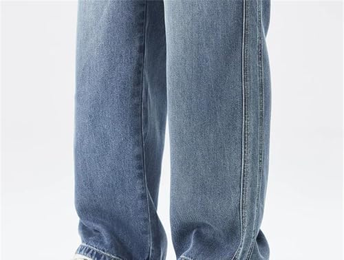 Men's Loose Jeans Spring Summer Thin Soft Denim Pants Wide Leg Elastic Waist Casual Plus Size 5
