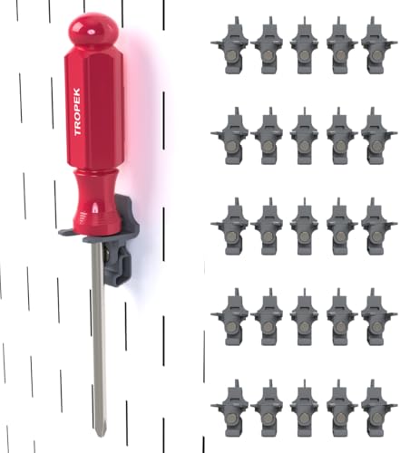 Image of Screwdriver+ Bracket Model 100 | Compatible with Wall Control | for Tool Wall Organization to Hang Screwdriver, Nut Driver, Pick, Pry Bar, Chisel, or File | 25-Pack