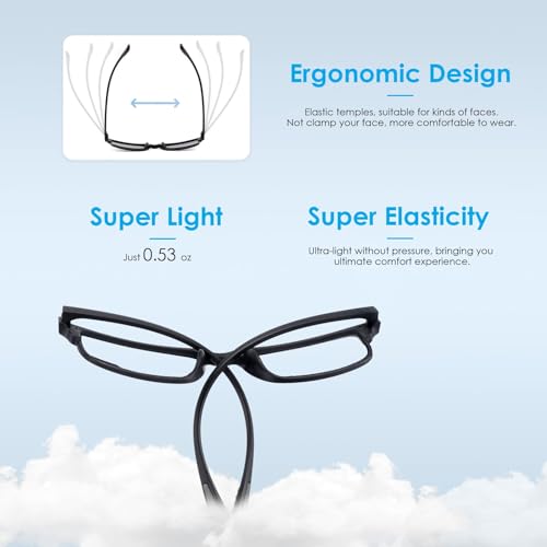 Image of CARA 2 Pack Premium Bifocal Reading Glasses for Men, Super Light TR90 Frame Women Small Line Computer Eyeglasses, Far and Near Dual-use Readers Black Blue 3.0x