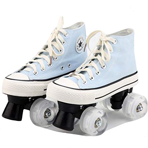 GJTAO Patines Ruedas De PU para Adultos, Transpirables Y Cómodas Patines sobre Ruedas De Lona para Hombres Y Mujeres Patines En Paralelo Patines De Ruedas De Cuatro Ruedas,Azul,36 Cover