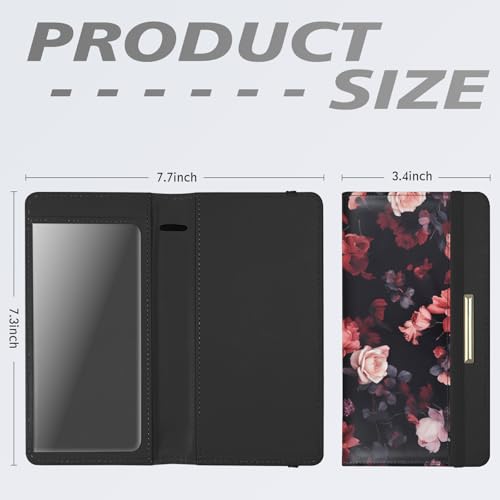 Image of Printed Checkbook Cover, RFID Blocking Checkbook, Stylish, Lightweight, Slim Durable, Multi-Functional Checkbook Holder for Personal and Business Checks (Rose)