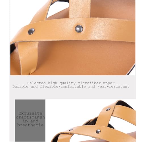 Men's Leather Toe Ring Flat Roman Sandals Fashion Breathable Round Open Toe Cross Strap Slip-On Clip-Toe Non-Slip Beach Sandals Comfortable Walking Flat Sandals4