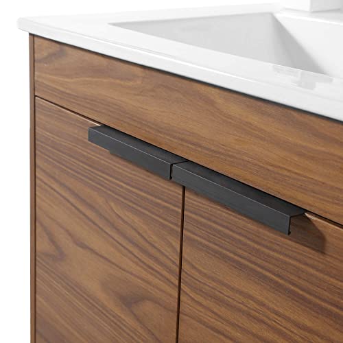 Fine Fixtures Phoenix 24 In. W X 18.5 In. D X 33.5 In. H Bathroom Vanity In Walnut With White Ceramic Sink [Full Assembly Required] #TOP4