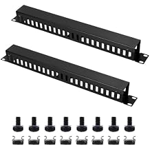 2 Pack 19 Inch 1U Server Rack Cable Management -24 Slot Horizontal Rack Mount Cable Manager with Rack Screws - Cable Raceway Wire Duct Channel Track Cord Organizer with Cover for Server Rack & Cabinet