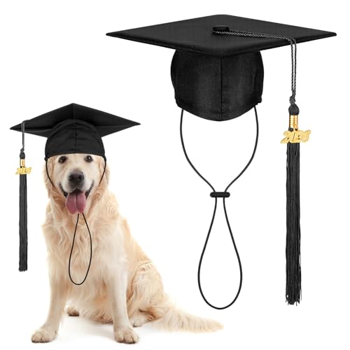 Huhumy Pet Graduation Cap Small Dog Graduation Hats with 2026 Tassel Pet Costume for Dogs Cats Photo Prop Holiday Costume Accessory(Black)