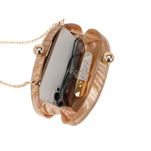 Image of Acrylic Shell Shaped Bag Luxury Marble Clutch Evening Purses for Women Glitter Handbag for Wedding Cocktail Party Prom