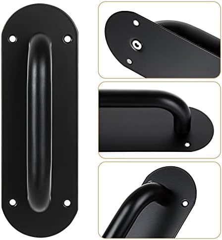 4 Pack Black Sliding Door Handles For Internal Doors, Stainless Steel Pull Push Door Handles With Back Plate, Sliding Pull Gate Barn Shed Door Handles With Screws For Wooden Gates Shed Barn(200mm)