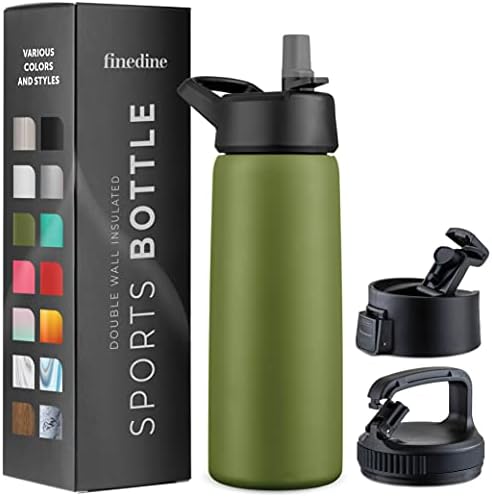 Triple Insulated Stainless Steel Water Bottle With Straw Lid - Flip Top Lid - Wide Mouth Cap (750 ML) Insulated Water Bottles, Keeps Hot and Cold - Great for Hiking & Biking