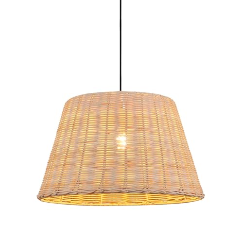 B·LED BARCELONA Lámpara Colgante de Techo Pantalla de Mimbre Rigido Trenzado Estilo Nordico Vintage