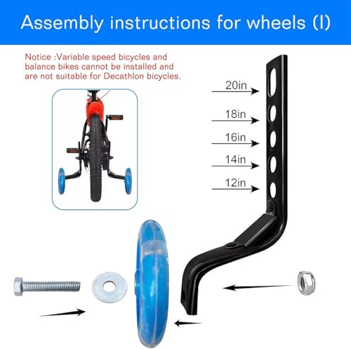 Image of DDJKCZ Training Wheels Flash Mute Wheel Bicycle Compatible for Bikes of 12 14 16 18 20 Inch
