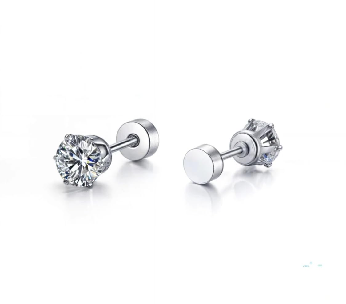 Stud Earrings for Men and Women, Diamond, Stainless Steel, 1 Pair-image-13