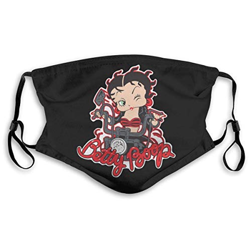 Protección Bucal Betty Boop con Filtro, Negro, Estampado Deportivo, Bufanda Facial Duradera, Retro, Colorida, A Prueba De Viento, para Mujer, Bufanda Bucal Personalizada, Reutiliz