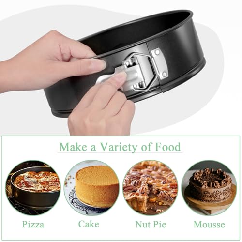 Cake Tins for Baking, 2 Round Non-Stick Cake Pan (6 & 8 inches) Springform with Removable Bottoms, Metal Handles, Non-Stick Coating, Loose Base Baking Pan Tray, Perfect for Cakes and Cheesecake - Image 5