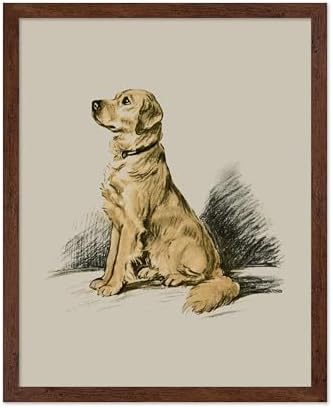 Poster Master Vintage Labrador Retriever Painting Poster - Retro Dog Print - 8x10 Poster & Brown Frame Bundle image 2
