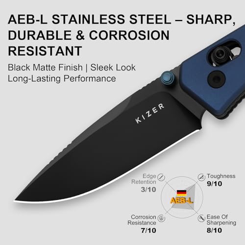Image of Kizer Aegis EDC Pocket Knife, 2.8 inch AEB-L Steel Drop Point Folding Knife