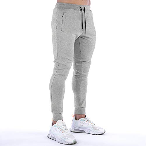 Calça jogger masculina afunilada MECH-ENG, calça de treino casual slim fit com bolsos com zíper, Lig