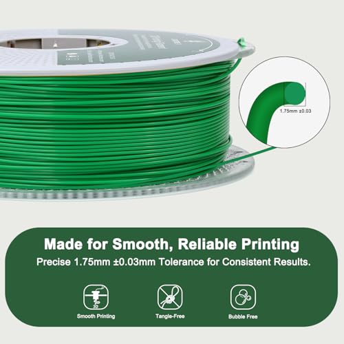 Image of PLA Force Green Filament, Toughened PLA Filament 1.75mm 1KG | Vibrant Green 3D Printer Filament Delivers An Eye-catching, Rich Color with Smooth Finish