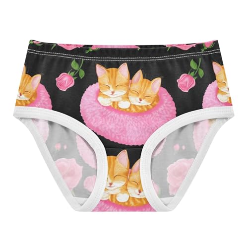 Print Girls Underwear Toddler 2t Cotton Panties for Girl Cute Orange Kittens Flowers Briefs Kids Undies
