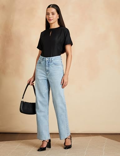 Image of Symbol Premium Women's Straight Fit Jeans | High Rise | Full Length | 5-Pocket (Available in Plus Sizes)