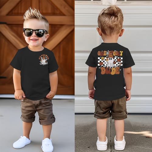 Toddler Boy Halloween Shirt One Spooky Dude Ghost Tshirt Baby 1st Halloween Birthday Tee Spooky Season Fall Outfits2