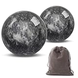 Hmsddan Traditional Chinese Baoding Balls, Marble Health Exercise Stress Relief Balls, Dark Grey, 2-Piece Set (Dark Grey, Medium-1.57')