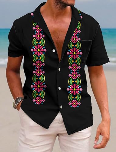 KYKU Mexico Shirt for Men Funny Beach Shirts Hawaiian Button Down Short Sleeve 6