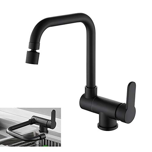 Mitigeur d'évier noir pliant pour votre cuisine avec fenêtre et bec rotatif