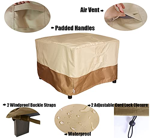 Vanteriam Square Patio Ottoman / Footrest / Side Table Cover-Durable And Waterproof Outdoor Furniture Cover, Size 26''(L) X 26''(W) X 17''(H) #TOP1