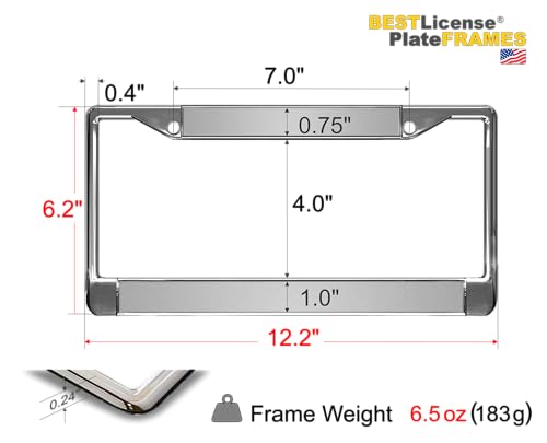 Image of Custom Personalized Chrome-Plated Metal Laser Engraved Standard Size - Car /Automobile License Plate Frame with Free caps - Steel /Black Text (Qty: 1 Frame)
