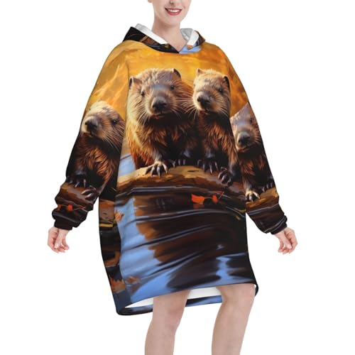 Couverture à capuche EdWal Beaver Working3 pour cocooning et soirées canapé