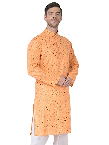 Image of SG LEMAN Knee Length Solid Kurta for Men | Cotton Blend | Long Sleeve | Ethnic Wear for Men | Party and Weeding wear Kurta