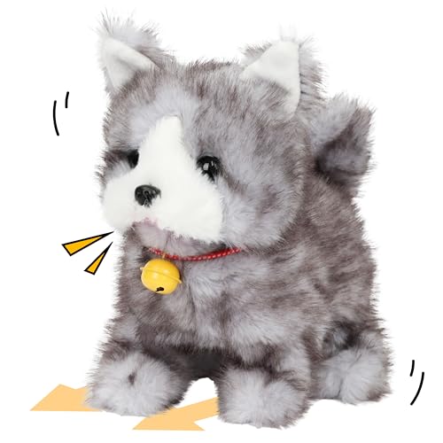 Cuteoy Walking Gray Cat Stuffed Animal Talking Wagging Nodding Educational Plush Kitty Toy...