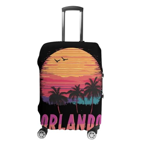 Orlando Sunset Palm And Trees Luggage Covers Washable Travel Suitcase Cover Elastic Baggage Protector