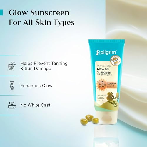Pilgrim 2% Niacinamide Glow Sunscreen SPF 50 +++ for men and women with Spanish Squalane | Enhances Glow, Broad spectrum, Non-greasy, No white cast... - Image 5