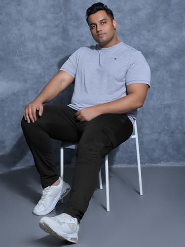 Image of Men's Solid Relaxed Fit Cargo Track Pants with DURACOOL+ | Moisture-Wicking Breathable Sports Joggers | Multi-Pocket Athletic & Casual Bottom Wear